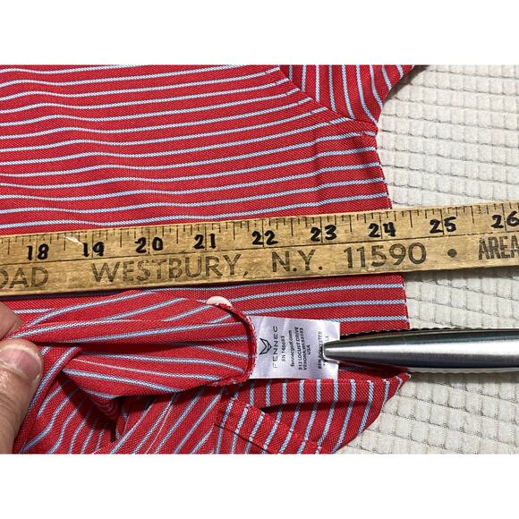 Fennec Polo Shirt Performance Golf Red Gray Striped Short Sleeve Men's Large - Picture 3 of 8